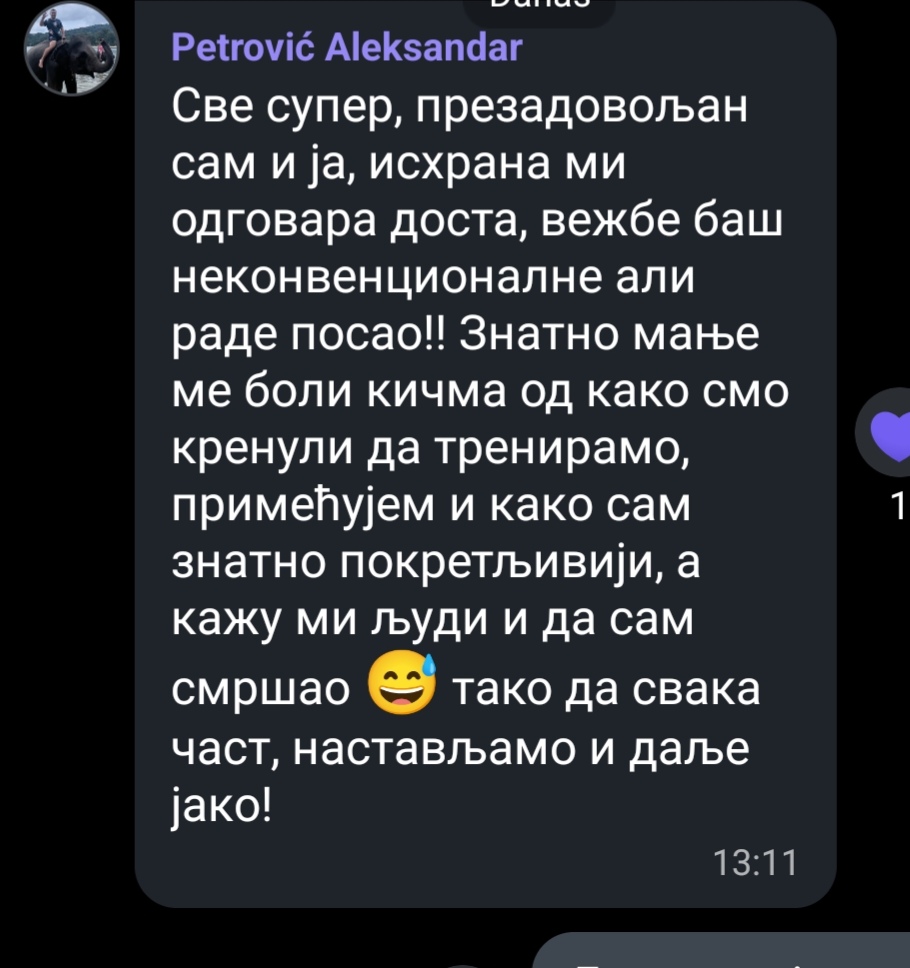 Poruka klijenta o saradnji i rezultatima