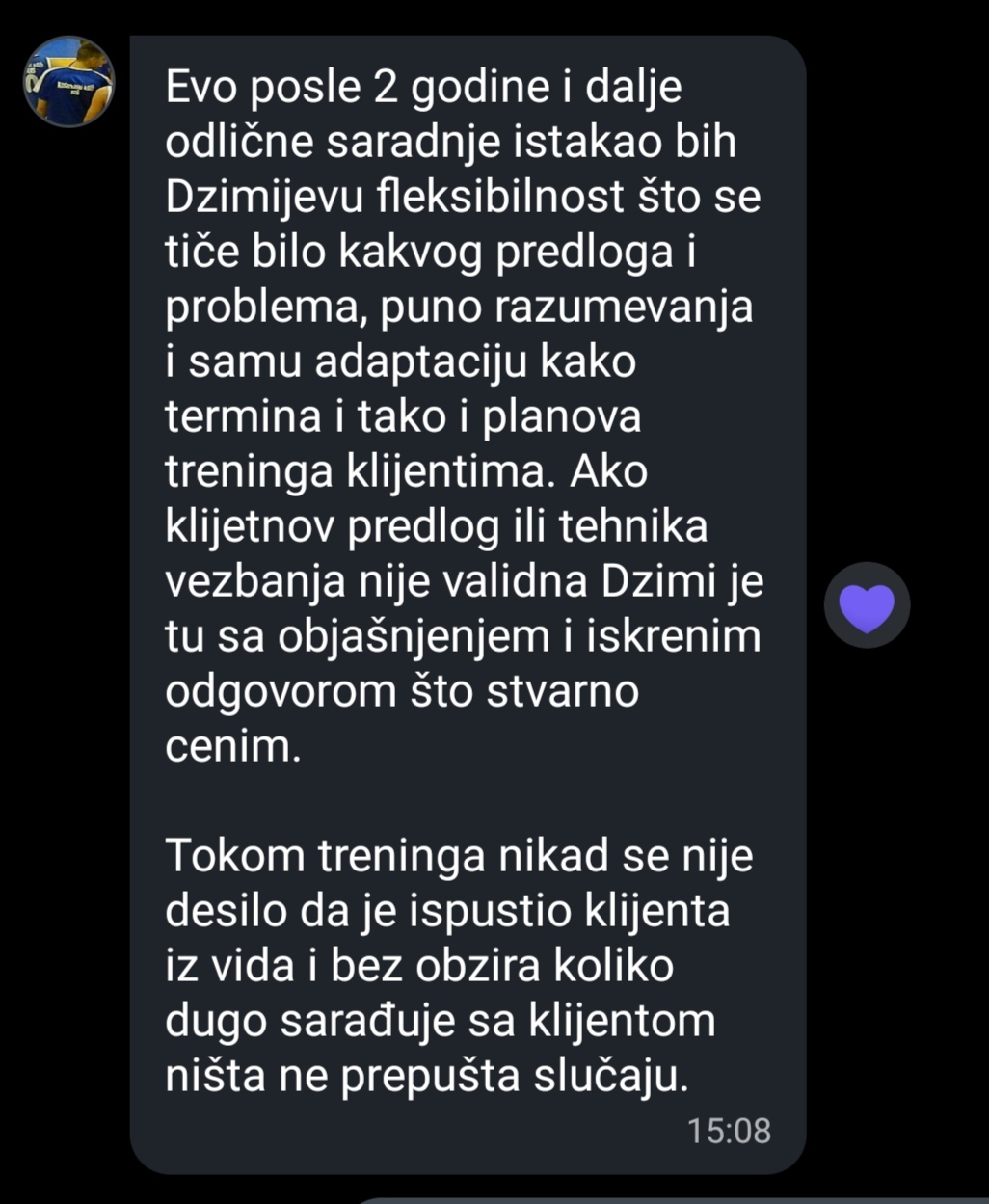 Poruka klijenta o fleksibilnosti i napretku