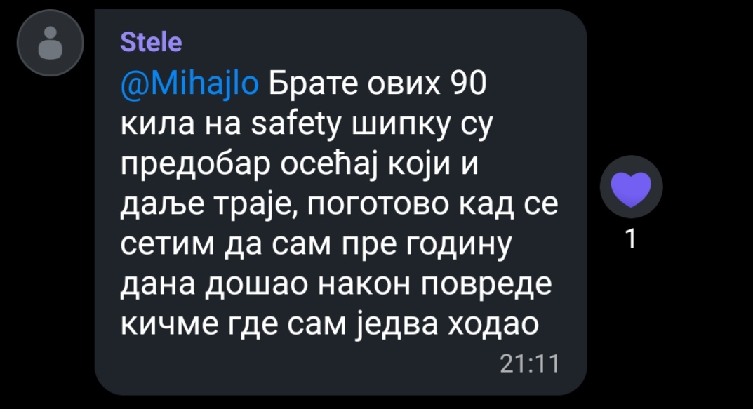 Poruka klijenta o oporavku nakon povrede