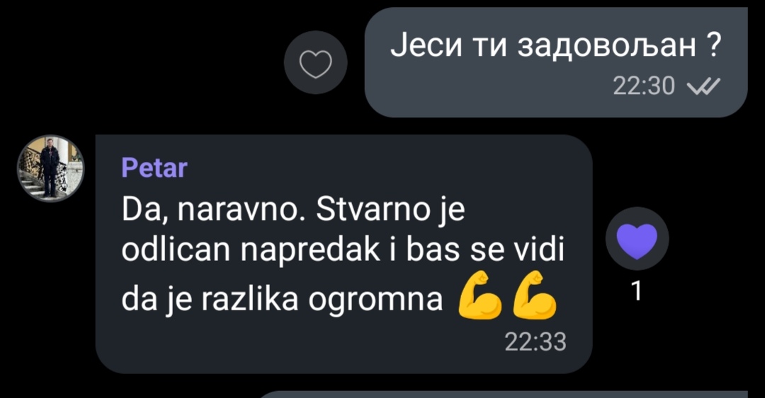 Poruka klijenta o vidljivom napretku